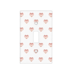 Rose Gold Metallic Hearts Pattern Decor Light Switch Cover