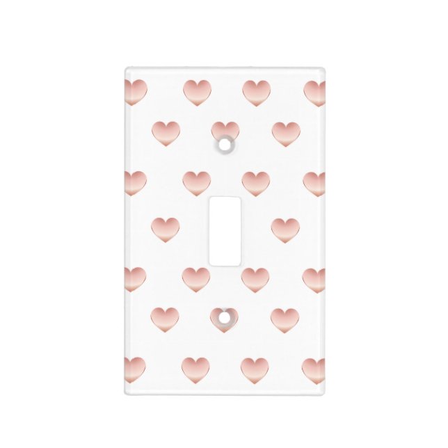 Rose Gold Metallic Hearts Pattern Decor Light Switch Cover (Front)
