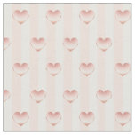 Rose Gold Metallic Hearts &amp; White Stripes Pattern Fabric