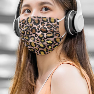 Rose gold Metallic Leopard Spots Jaguar Pattern Adult Cloth Face Mask