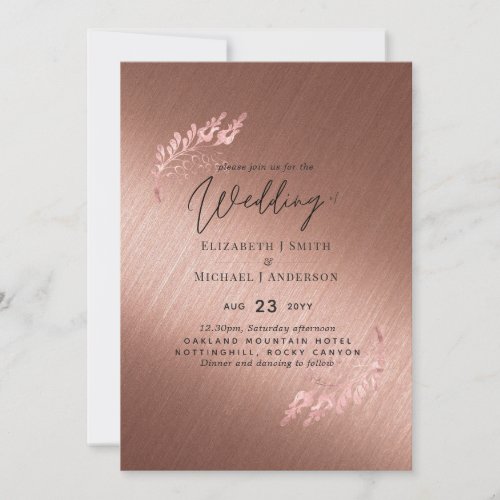 Rose Gold Metallic Look Budget Wedding Invites