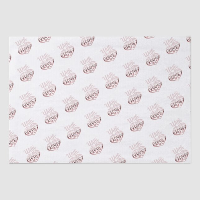 Rose gold metallic look Valentine heart love white Tissue Paper (Front)