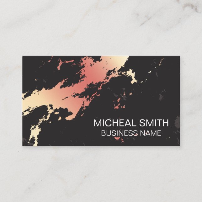 Rose Gold Metallic Marble | Abstract Artistic Business Card (Front)