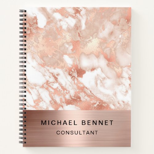 Rose Gold Metallic Marble Consultant Business Notebook