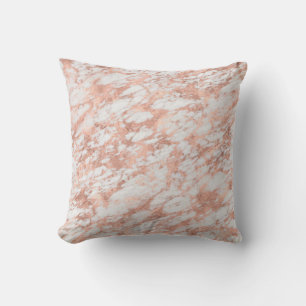 Rose Gold Metallic Marble Stone Rock Granite Throw Pillow
