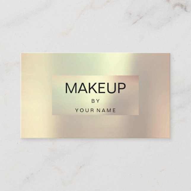Rose Gold Metallic Pearly Framed Makeup Artist Business Card (Front)