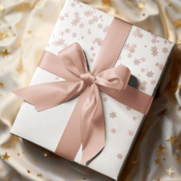 Rose Gold Metallic Snowflakes Holiday Christmas Wrapping Paper
