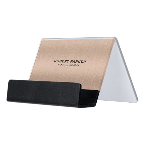 Rose_Gold Metallic Texture Background Desk Business Card Holder