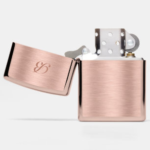 Rose Gold Metallic Texture Design Monogram Zippo Lighter
