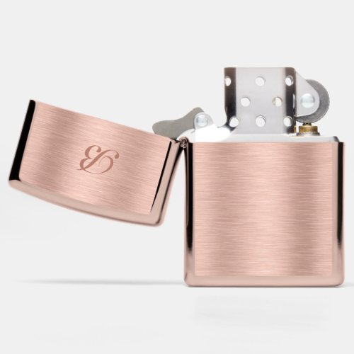 Rose Gold Metallic Texture Design Monogram Zippo Lighter
