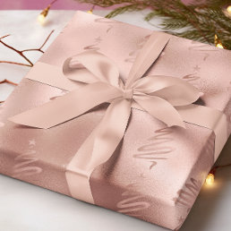 Rose Gold Metallic Tree Modern Holiday Christmas Wrapping Paper