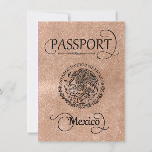 Rose Gold Mexico Passport Save the Date Card