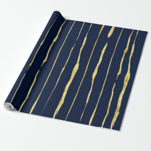 Rose-gold & Midnight-blue Abstract Stripes Wrapping Paper