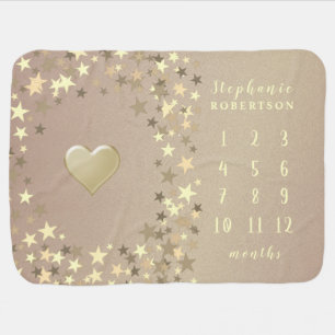 Rose Gold Milestone Girl Baby Blanket