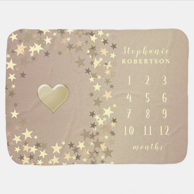 Rose Gold Milestone Girl Baby Blanket (Horizontal)