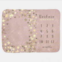 Rose Gold Milestone Girl Baby Blanket