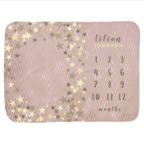 Rose Gold Milestone Girl Baby Blanket Rose Gold Milestone Girl Baby Blanket