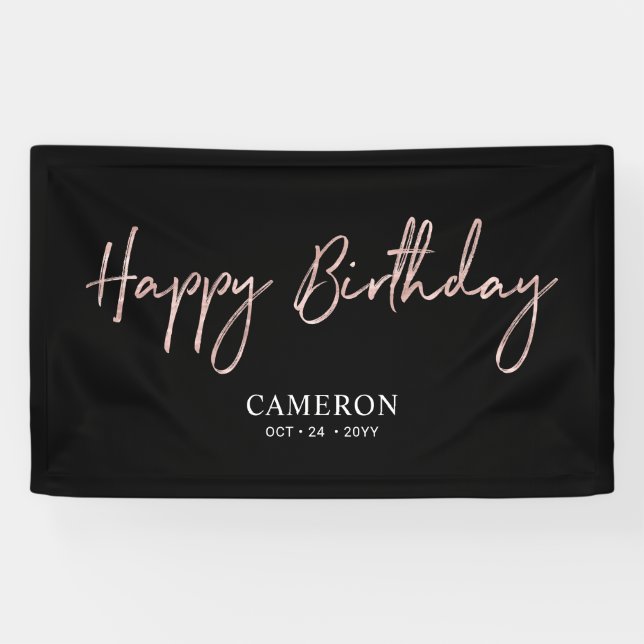 Rose Gold Minimal Custom Happy Birthday Banner (Horizontal)