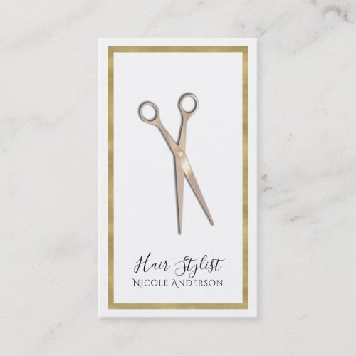 Rose Gold Minimal Gold Border Hair Stylist Business Card