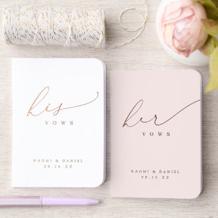 Rose Gold Minimal Modern Script Wedding Vows Book