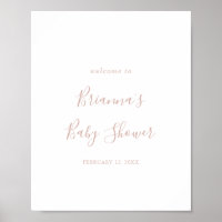 Rose Gold Minimalist Baby Shower Welcome Poster