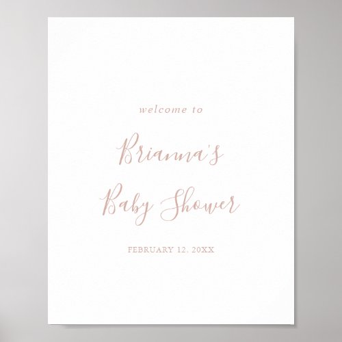 Rose Gold Minimalist Baby Shower Welcome Poster