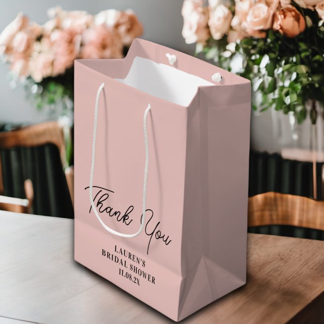 Rose Gold Minimalist Bridal Shower Thank You Medium Gift Bag (Creator Uploaded)