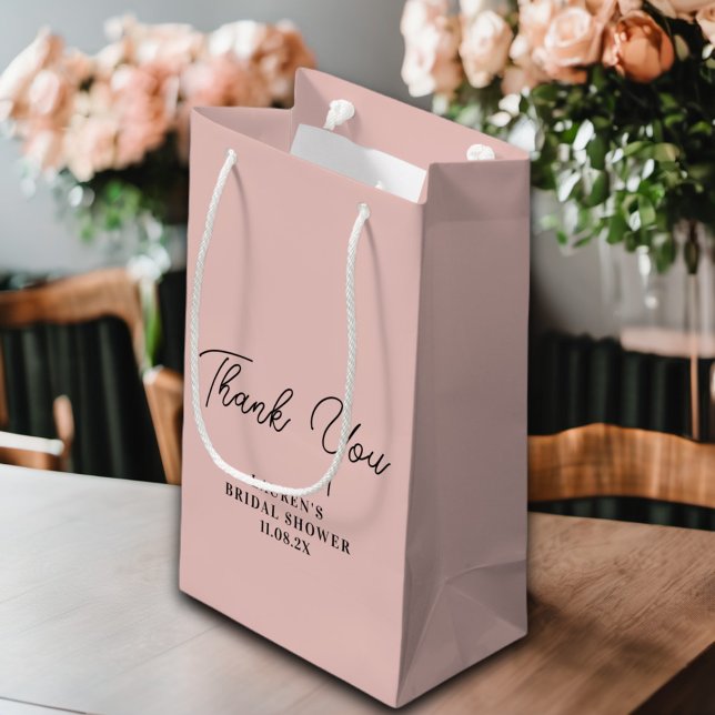 Rose Gold Minimalist Bridal Shower Thank You Small Gift Bag (Creator Uploaded)