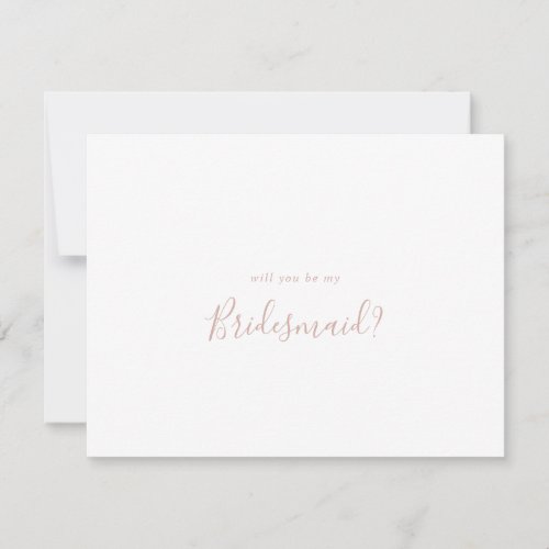 Rose Gold Minimalist Bridesmaid Proposal Note Card