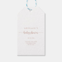 Rose Gold Minimalist Calligraphy Baby Shower  Gift Tags