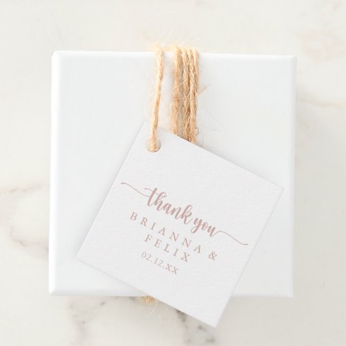 Rose Gold Minimalist Calligraphy Wedding  Favor Tags