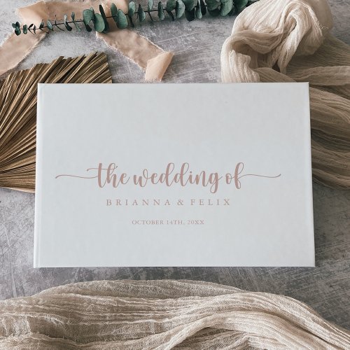 Rose Gold Minimalist Calligraphy Wedding  Guest Book