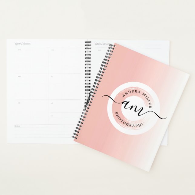 Rose Gold Minimalist Elegant Logo Personalized Planner (Display)