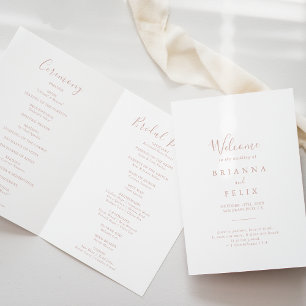 Rose Gold Minimalist Folded Wedding Program