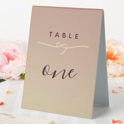 Rose Gold Minimalist Modern Wedding Table Number Table Tent Sign