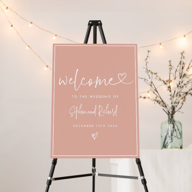 Rose Gold Minimalist Modern Wedding Welcome Foam Board (In Situ (Stand))