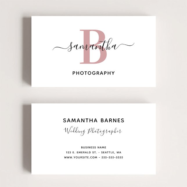 Rose Gold Minimalist Monogram Logo Business Card (Rose Gold Minimalist Monogram Logo Business Card)