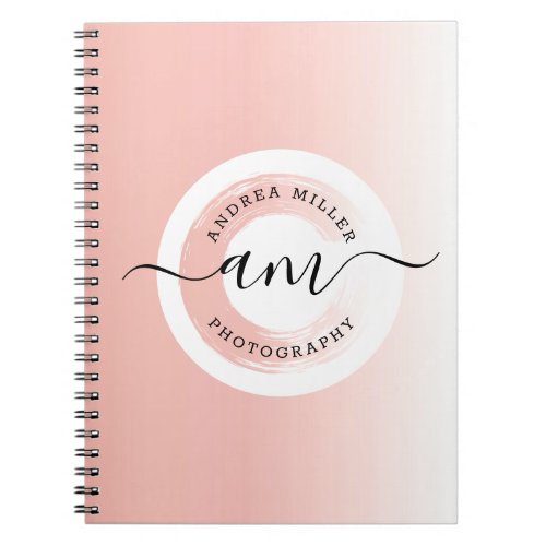 Rose Gold Minimalist Personalized Logo Elegant Notebook