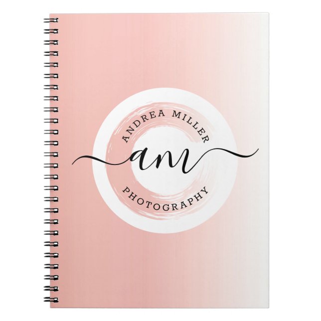 Rose Gold Minimalist Personalized Logo Elegant Notebook (Front)