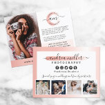Rose Gold Minimalist Photographer Marketing Photo Postcard<br><div class="desc">Elegant, minimalist paint swash styled with on-trend rose gold color create the perfect feminine theme for stylists, makeup artists, professionals in hair and nail salons, and beyond! • Customize it! Click the "Customize" button to change fonts, sizing and layout. The social media icons may be moved or removed if you...</div>