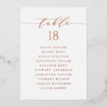 Rose Gold Minimalist Script Wedding Seating Card<br><div class="desc">This customizable table number seating plan features a gold whimsical script and classic typography. Personalize by adding your details. This rose gold foil table seating plan is perfect for weddings,  baby showers,  bridal showers,  birthdays,  and so much more.</div>