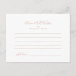 Rose Gold Minimalist Wedding Advice Card<br><div class="desc">This rose gold minimalist wedding advice card is perfect for a modern wedding. The design features a beautiful font in rose gold . These cards are perfect for a wedding, bridal shower, baby shower, graduation party & more. Personalize the cards with the names of the bride and groom, parents-to-be or...</div>