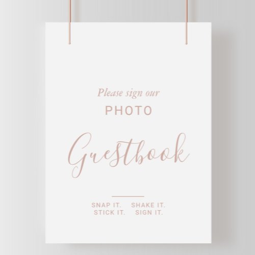 Rose Gold Minimalist Wedding Photo Guestbook Sign