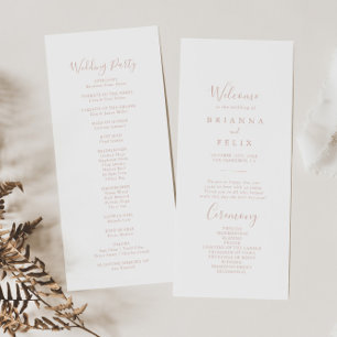 Rose Gold Minimalist Wedding Program