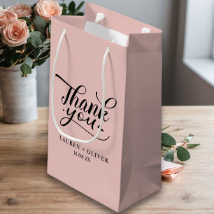 Rose Gold Minimalist Wedding Thank You Small Gift Bag