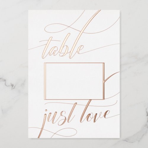    Rose Gold Minimalistic Calligraphy Table Number