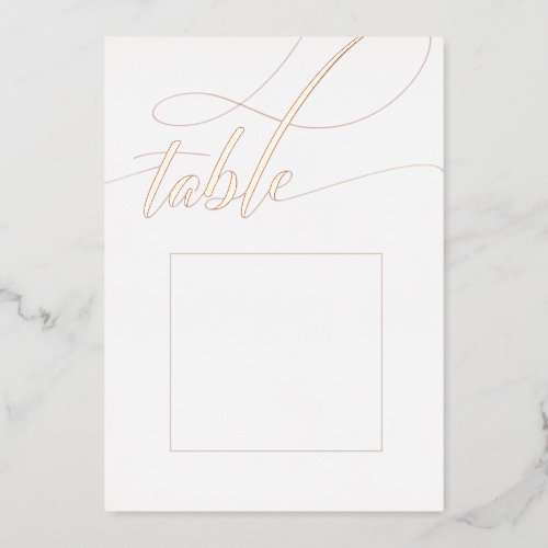    Rose Gold Minimalistic Calligraphy Table Number