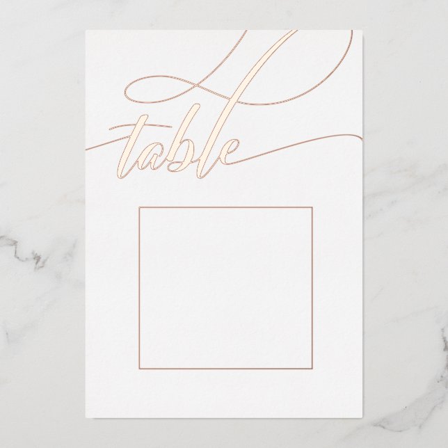    Rose Gold Minimalistic Calligraphy Table Number (Front)