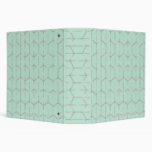 Rose Gold & Mint Chic Hexagon Geometric Glam 3 Ring Binder