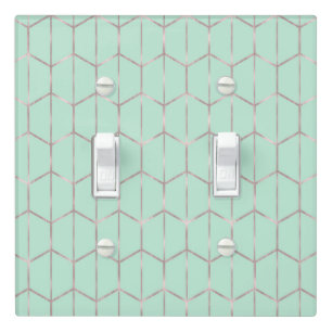 Rose Gold & Mint Chic Hexagon Geometric Glam Light Switch Cover